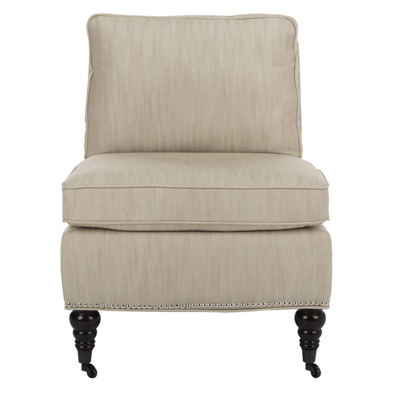 Upholstered Slipper Chair, Off-White 100% Linen