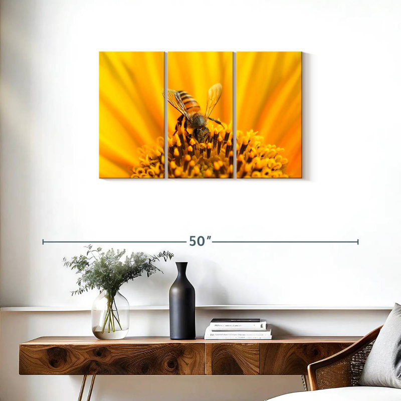 Harnek tournesol avec abeille, H 20 po x l 33 po