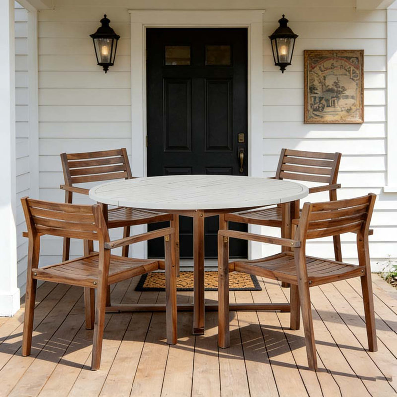 5-Piece Outdoor Dining Set, Light Brown