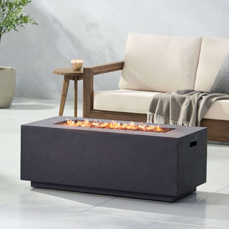 Foyer d'extérieur extérieur en fer au propane, H 14,9 po x l 40,1 po x P 18,9 po, Gris foncé