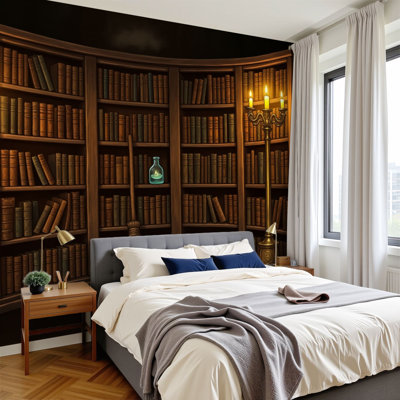 Peel and Stick papier peint rétro bibliothèque lanterne balai bibliothèque Bookworm livre amoureux murales H 100 po x l 144 po amovible papier mural en PVC auto-adhésif peintures murales, décoration pour le salon de la chambre à coucher