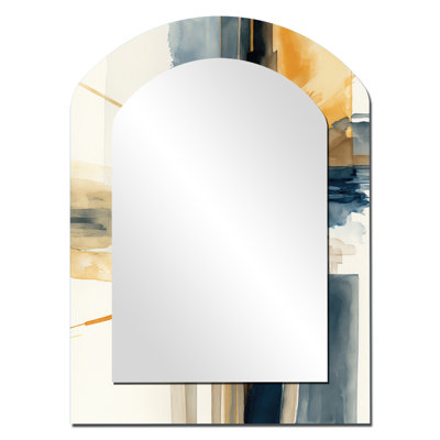 Modern Watercolor Abstract I - Blue Arch Wall Mirror Decor