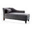 Méridienne de style transitionnel en mélange de lin gris 1pc avec détails cloutés, oreiller et finition cerisier foncé, l 61 po x P 25 po x H 31 1/2 po, oreiller moderne de style contemporain pour le salon, style, structure