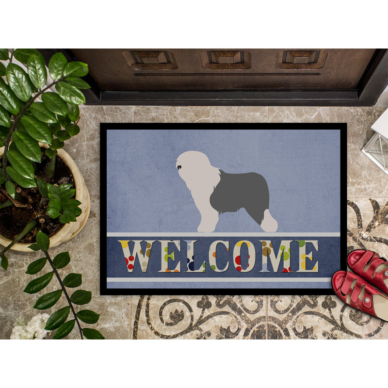 Tapis d’extérieur anti-dérapant old english berger bobtail, Rectangulaire : 18 po x 27 po