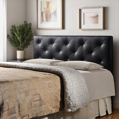 Très grande tête de lit tapissier rembourrée en similicuir noir N Peace, H 52,43 po x l 77,30 po x P 3,10 po