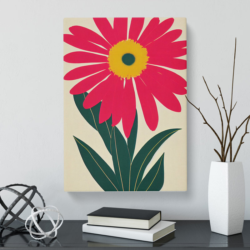 Daisy Flower Retro Vol.2 - Wrapped Canvas Print, 50cm H x 35cm W x 3cm D, Wrapped Canvas