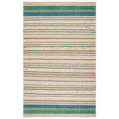 Tapis rayé en jute et en laine tissé à la main Grice