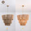 Lustre cylindrique moderne à 3 niveaux avec 8 lumières et 30 lumières avec abat-jour en rotin tissé à la main pour la salle à manger ou le salon-406534803