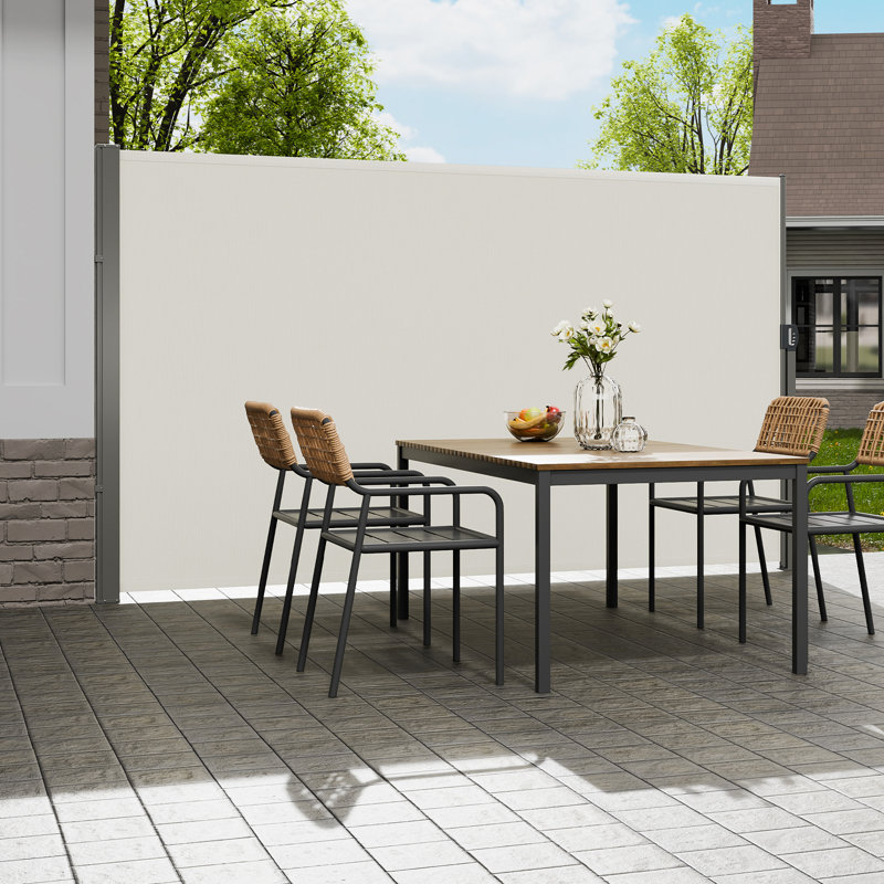 Beige Polyester Retractable Outdoor Privacy Screen