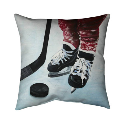 Young hockey player - 20"x20" Throw pillow cover - Poly twill - Print on demand