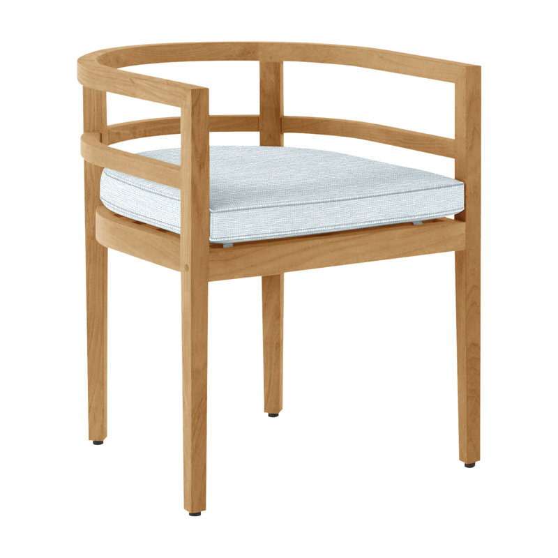 Santa Barbara Patio Dining Armchair with Cushions, Natural Teak, Welt, Paper Sky