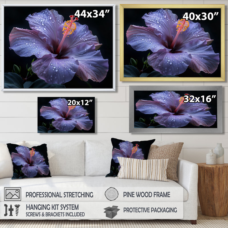 Décoration murale Giannone - Hibiscus, Toile encadrée noire simple, H 12 po x l 20 po x P 1 po