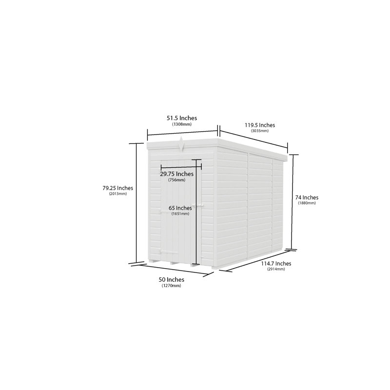 Total Sheds 4ft x 10ft Pent Garden Shed - Single Door - With Windows - Pressure Treated Timber - UK Manufactured