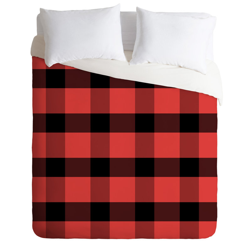 Ensemble de housse de couette en microfibre rouge / noir, Housse de couette simple / simple TG et 1 taie dé