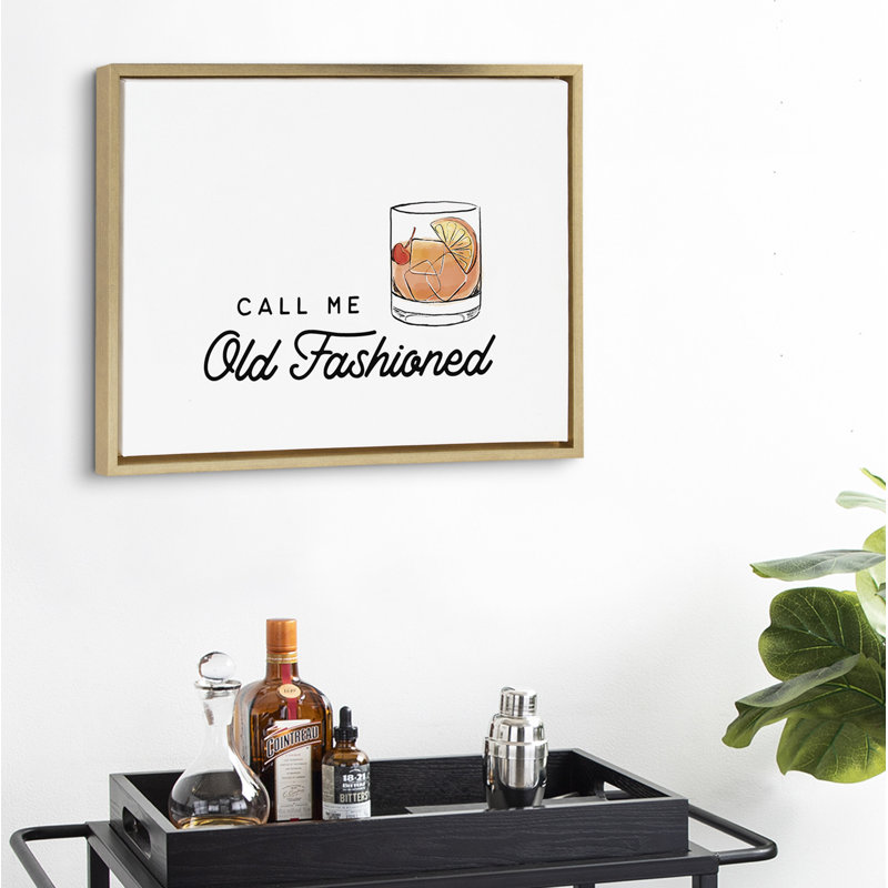 Call Me Old Fashioned par The Creative Bunch Studio - Reproduction d'art graphique sur toile flottante, Toile encadrée d'or