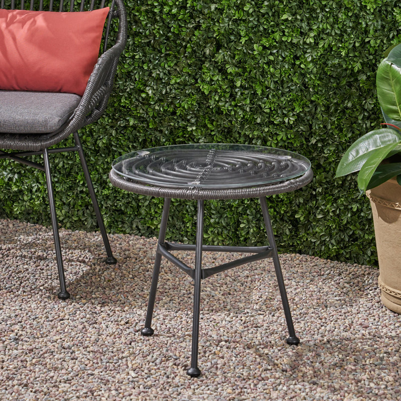 Table d'appoint grise avec plateau moderne en verre trempé durable