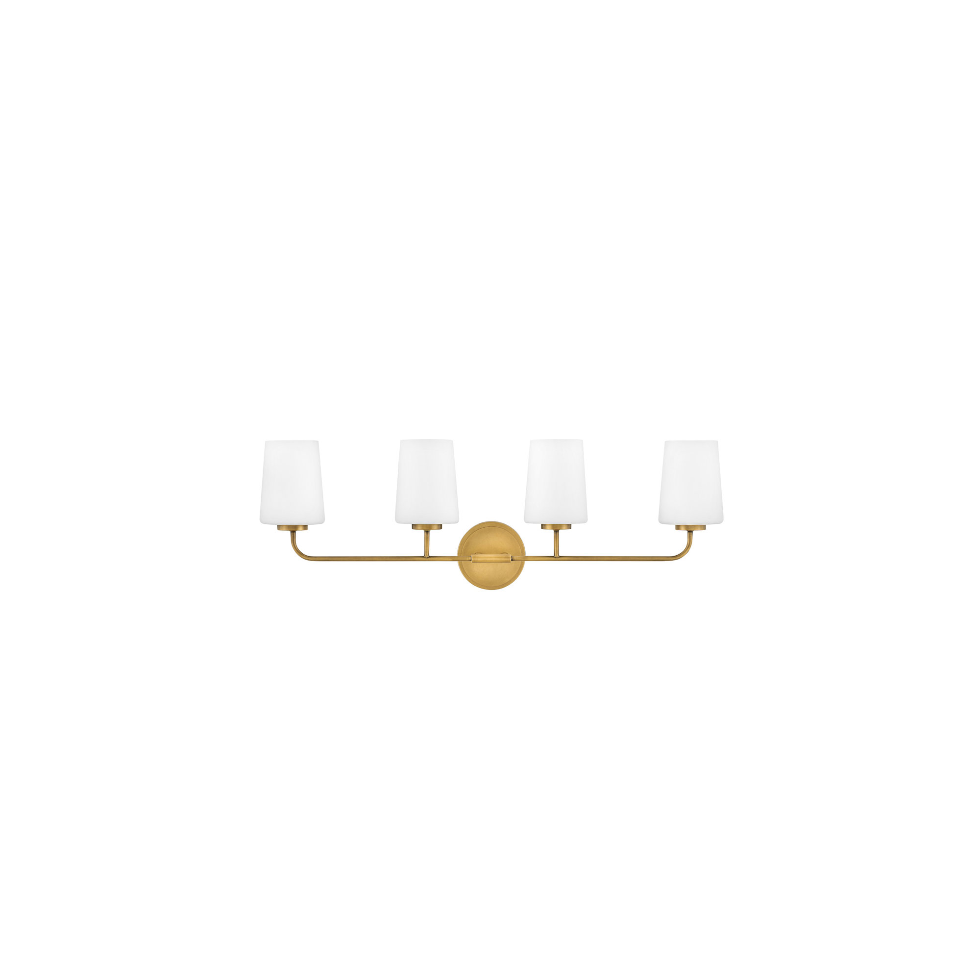 Fitz 4 Light Frosted Dimmable Vanity Light, Lacquered Brass