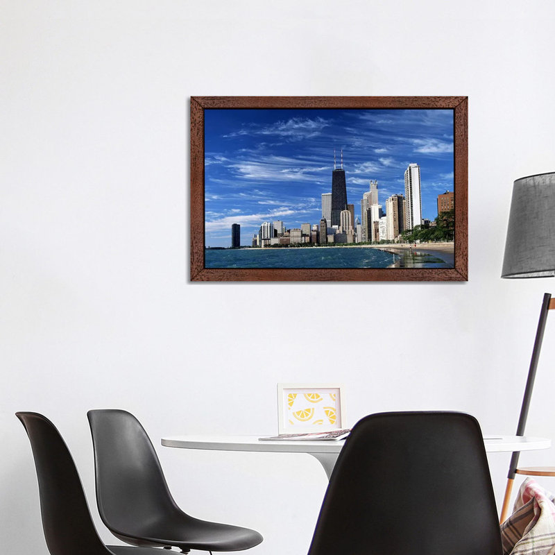 Downtown Chicago - Print on Canvas, Brown Floater Framed, 101.6 cm H x 66.04 cm W