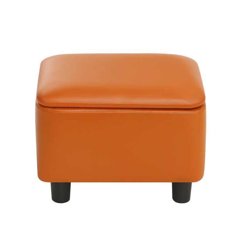Repose-pieds de rangement en similicuir 16,1 po, Orange