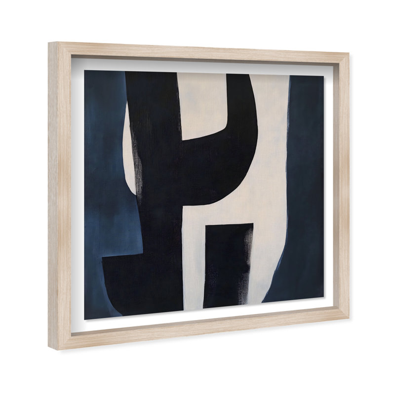 Contours of Silence I Shadowbox Abstract Print by Oliver Gal, Black Frame, 12 x 12, 13.5"H x 13.5"W, Natural Oak Frame