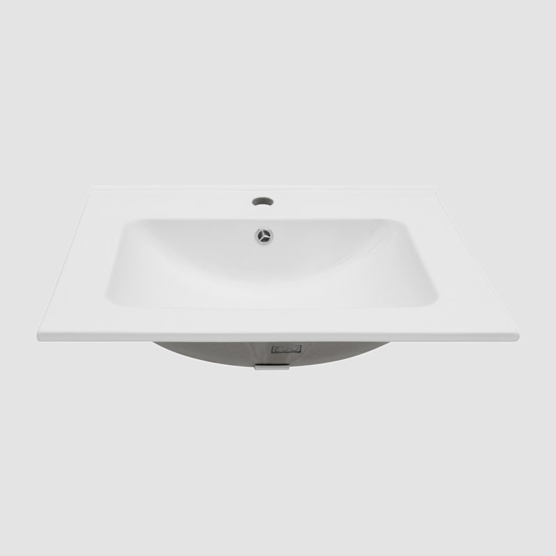 Lavabo de salle de bain rectangulaire en céramique avec trop-plein 19,7 po Go Peak Track