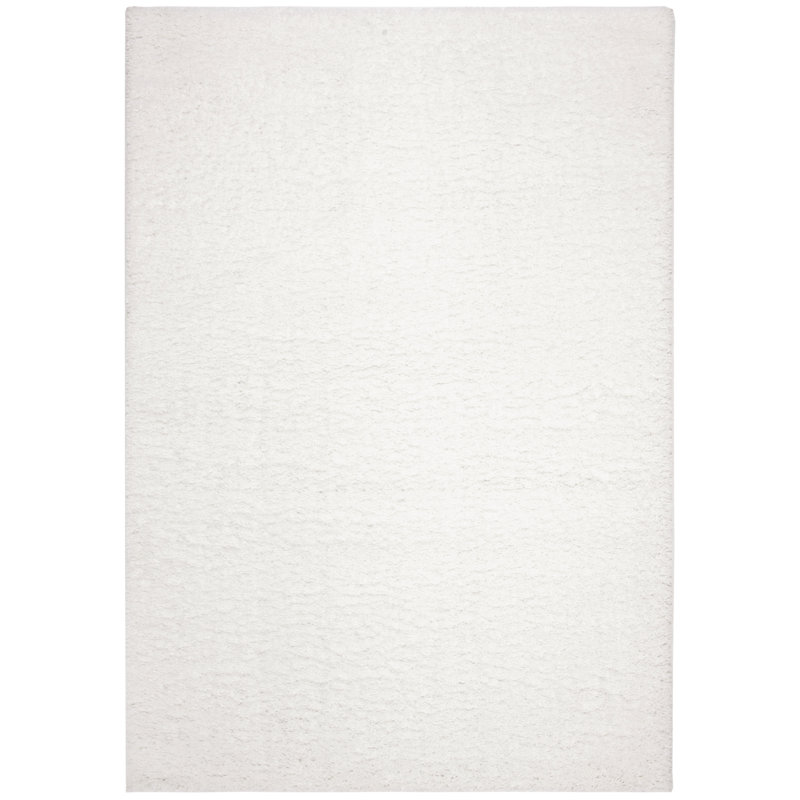 Jiang Shag White Area Rug, Rectangle 8' x 10'