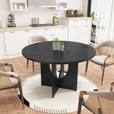 Table de salle à manger ronde de style ferme moderne de 119 cm avec base en bois pour la cuisine et le salon
