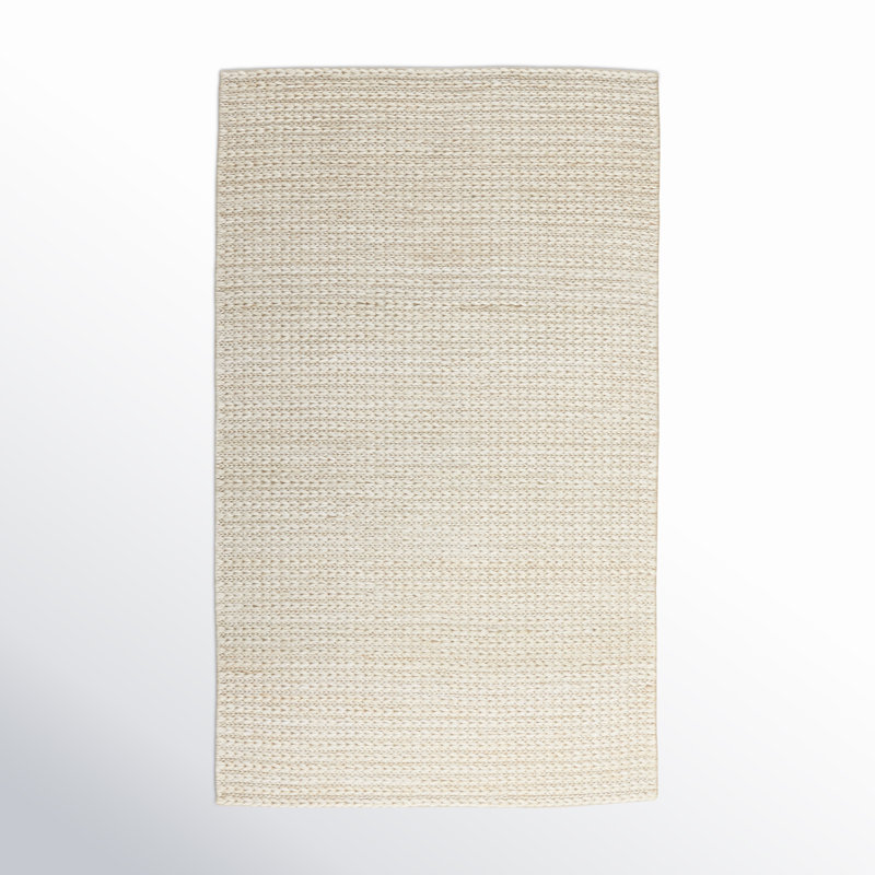 Tapis en jute crème en jute tissé à plat à la main Cyanic, Rectangle 5 pi x 8 pi