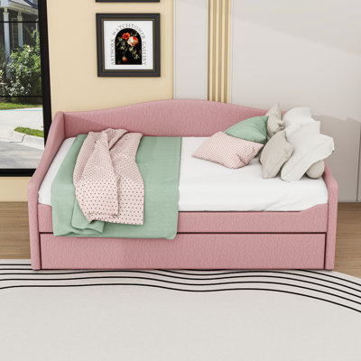 Upholstered Daybed with Trundle and LED Lights