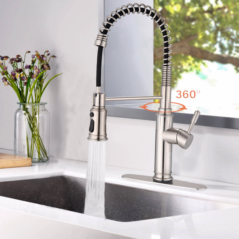 Robinet de cuisine tactile avec douchette extractible, Nickel brossé