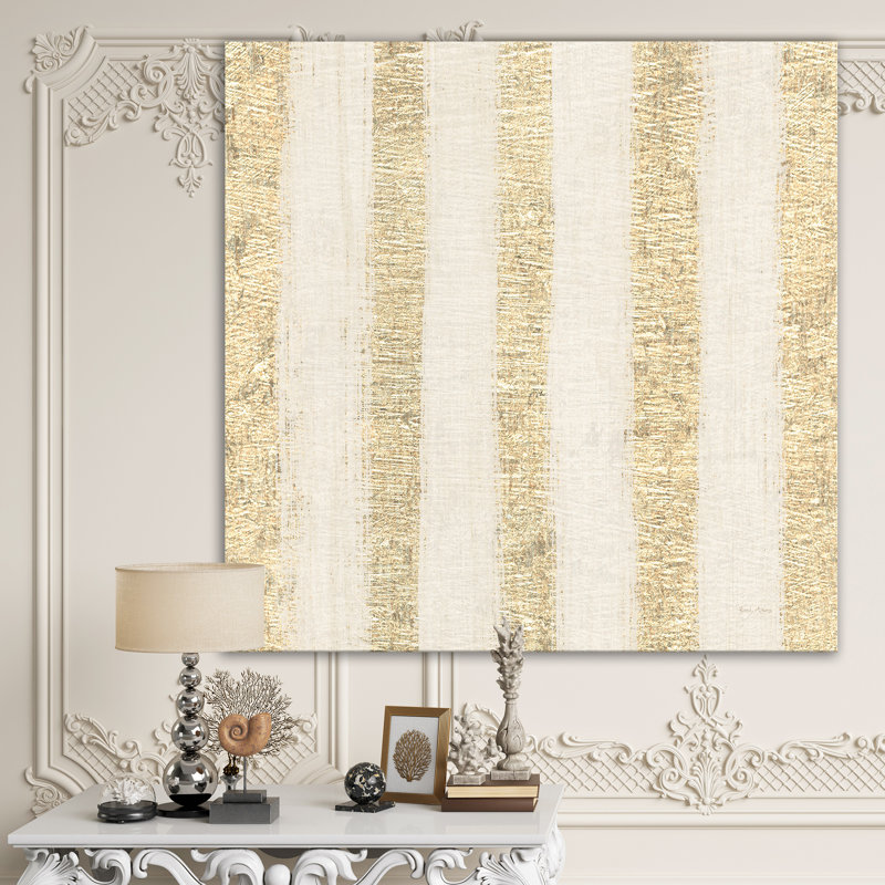«Gold Glam Stipes», reproduction d'art sur toile tendue, H 46 po x l 46 po x P 1,5 po