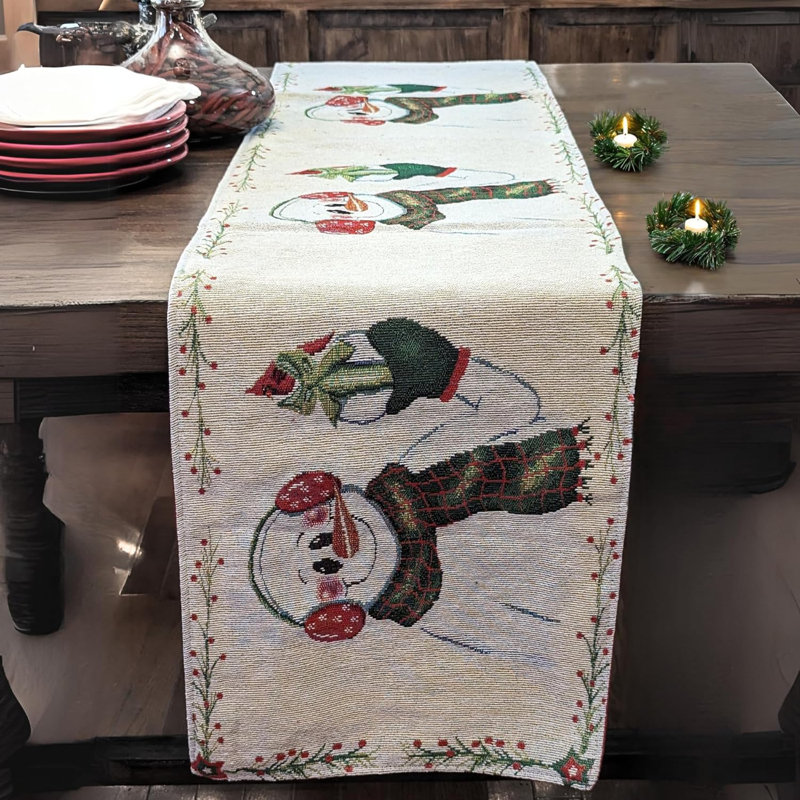 Scruggs Geometric Cotton Blend Christmas Table Runner, 13" W x 48" L