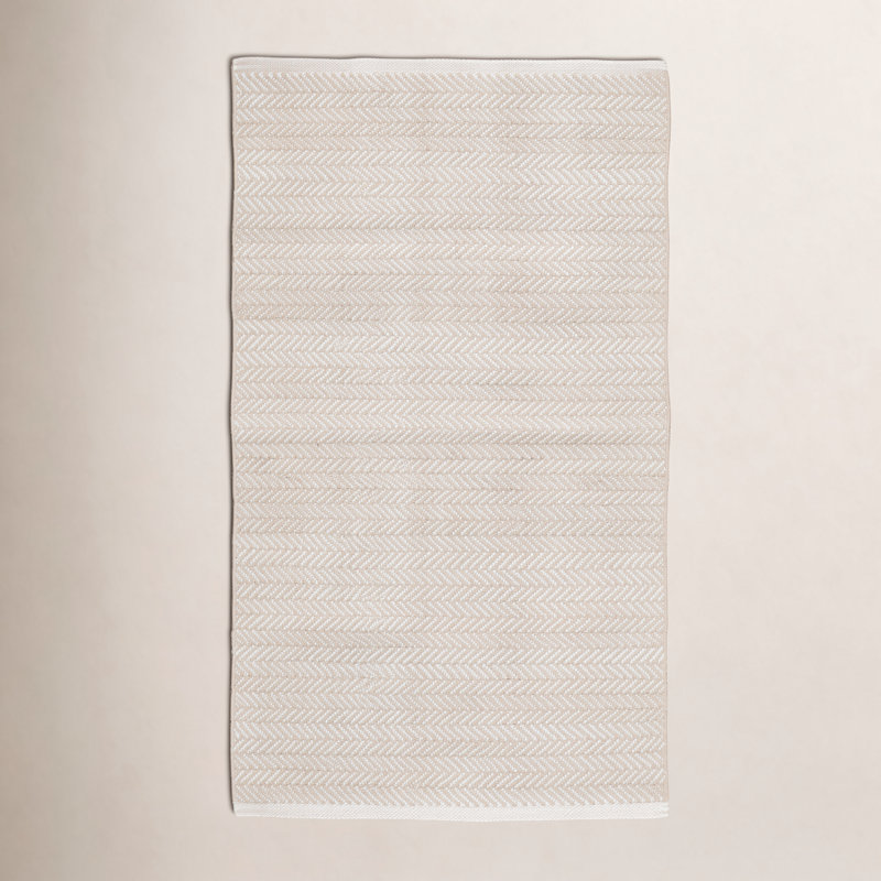 Herringbone Linen/White Handwoven Indoor/Outdoor Rug, Rectangle 2' x 3'