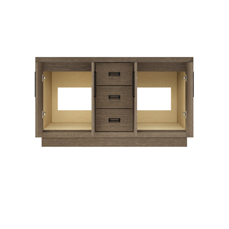Meuble-lavabo double Avalon, Fumé moderne, 60", Noir mat