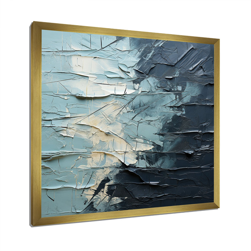 Minimalisme, glacier bleu et noir I sur toile, Cadre doré simple, H 24 po x l 24 po x P 1 po