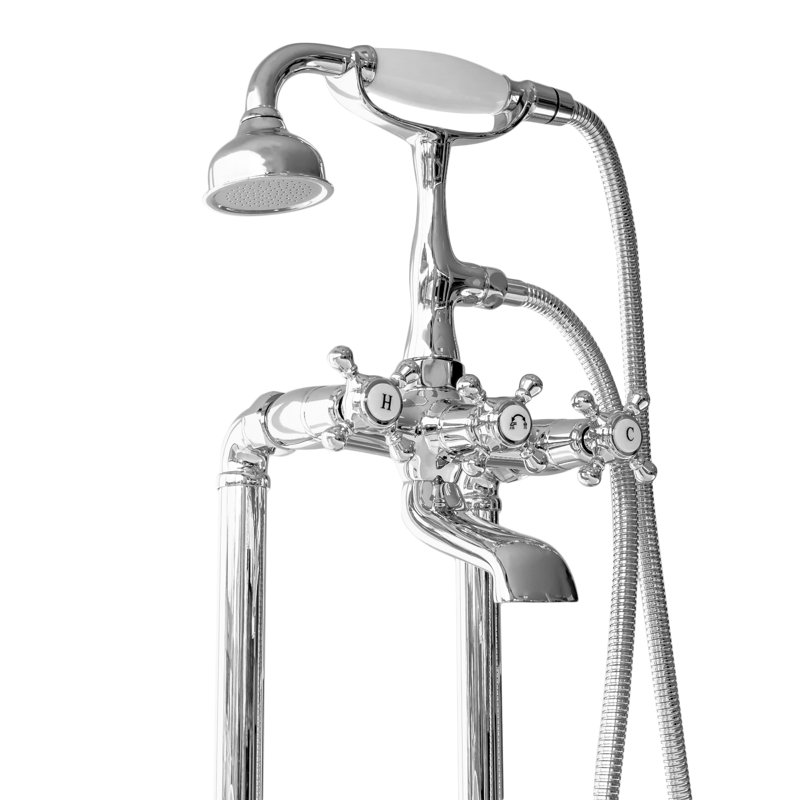 SevenFalls Floor Tub Spout with Diverter, Polished Chrome
