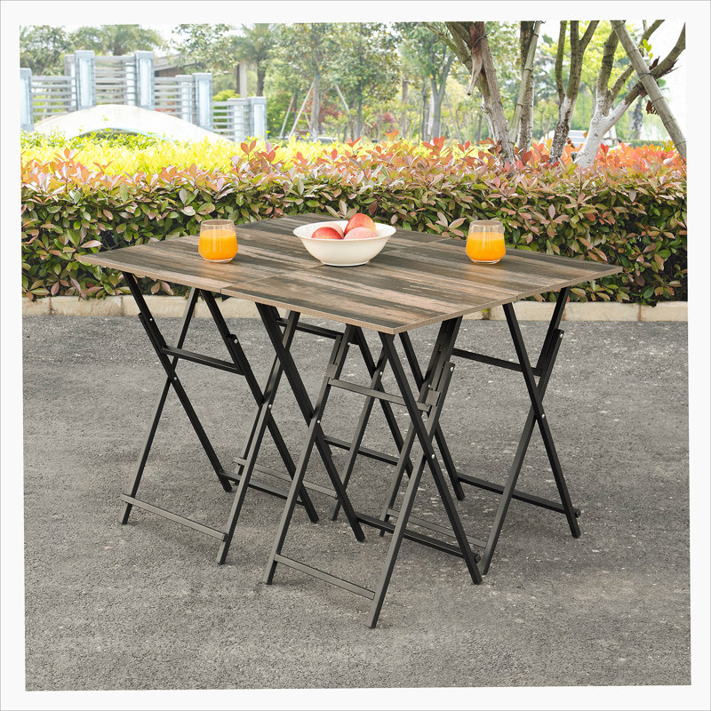 Ensemble de 4 plateaux télé pour manger avec support, table pliante Snack Trailer, Brun, H 26,3 po x L 19,6 po x l 14,9 po