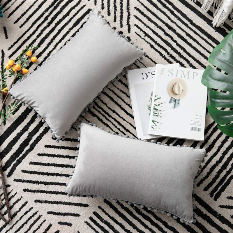 (Covers Only) Set of 2 Soft-Looking Surface Throw Pillow Covers, Grey