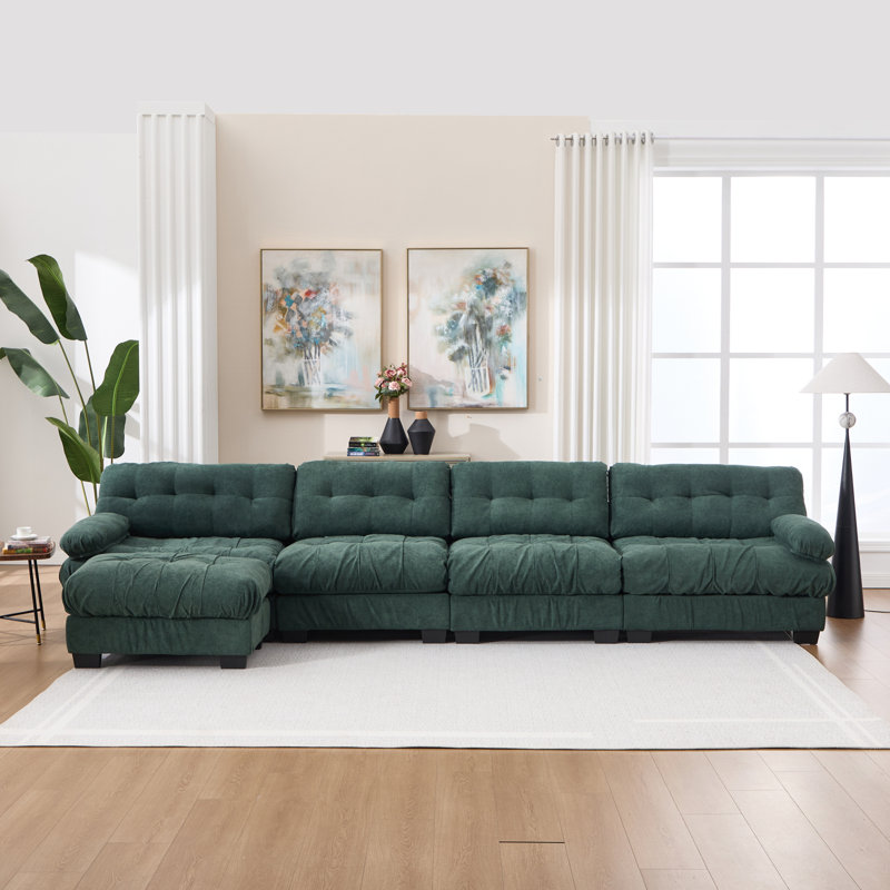 Spacious Deep Seat Sectionals, Wood Modern L Shaped Sofa For Home