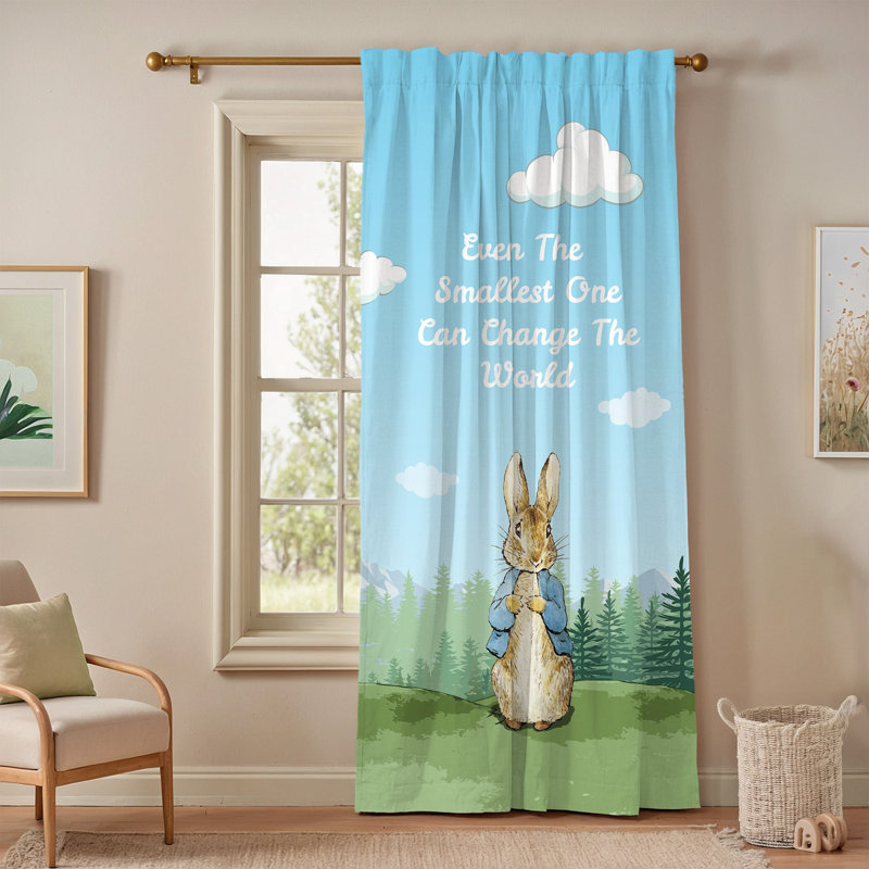 Peter Rabbit Kids Room Curtain Lined Blackout Thermal Curtain, 52" W x 63" L