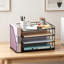 Organisateur de papier en métal à 4 niveaux avec porte-revues, organisateur de dossiers de bureau pour fournitures de bureau, espace de travail robuste pour les documents, les dossiers et les accessoires de format A4