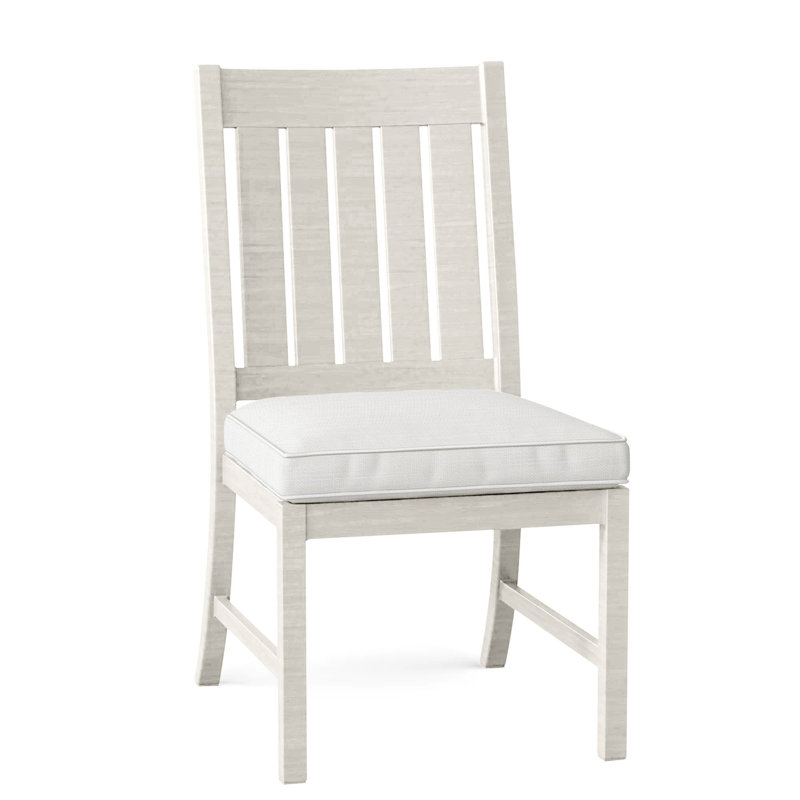 Club Patio Dining Side Chair with Cushions, Chalk, Welt, Rollo Lace
