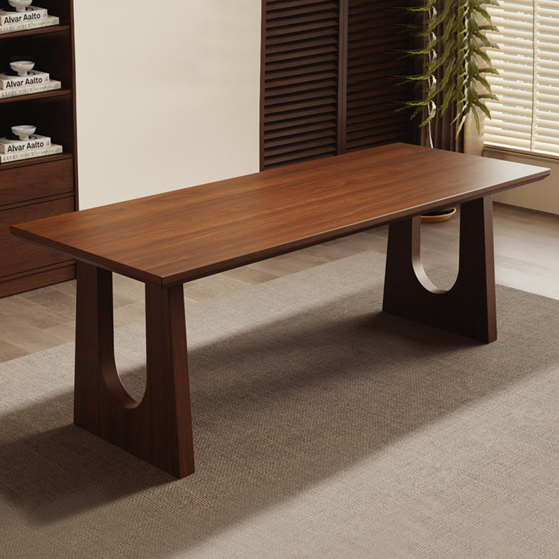 Bureau rectangulaire en bois massif brun noisette, H 29,53 po x l 86,61 po x P 31,5 po, Brun noyer