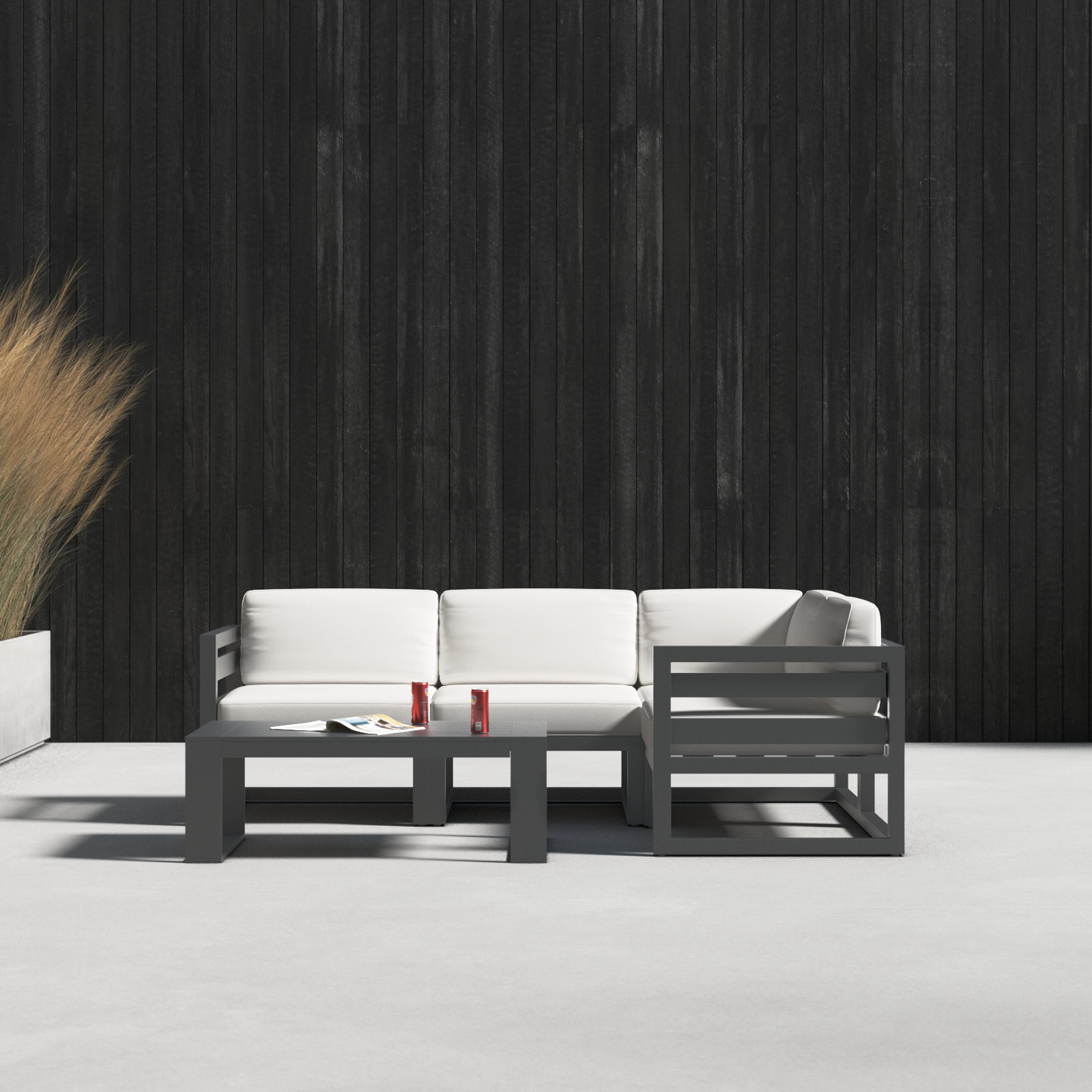 Smith 4-Person Sunbrella® Patio Seating Group, Canvas Natural, Slate
