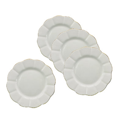 Assiette à salade festonnée en or blanc, ensemble de 4