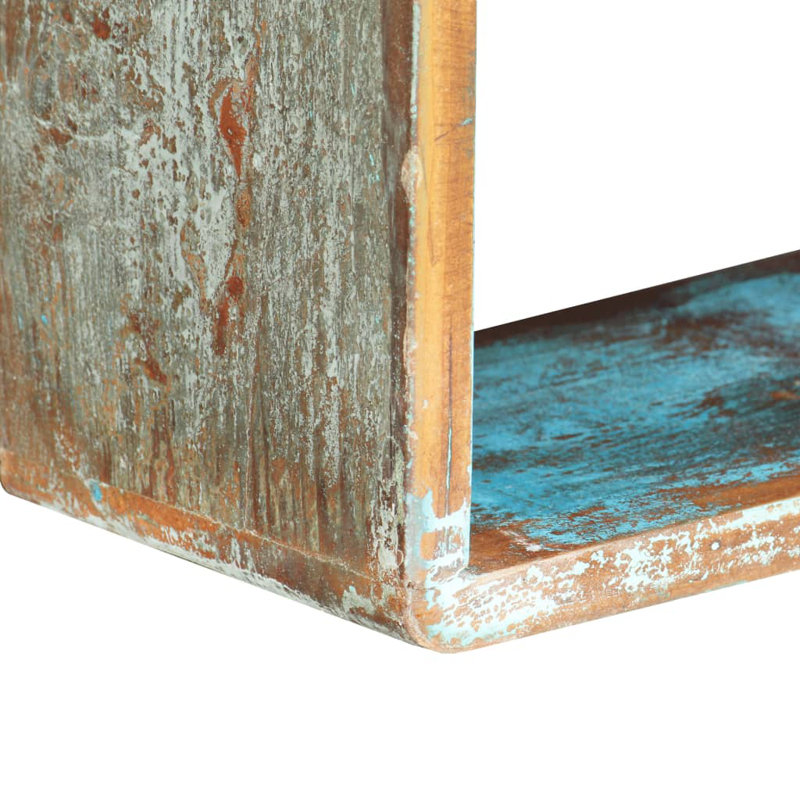Dolan 3 Piece Acacia Solid Wood Accent Shelf, Brown/Blue