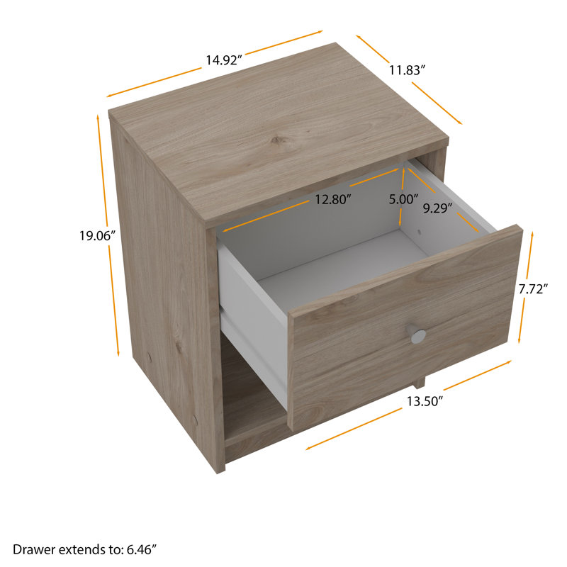 Clanton Small-Space 1 - Drawer Nightstand, Jackson Hickory