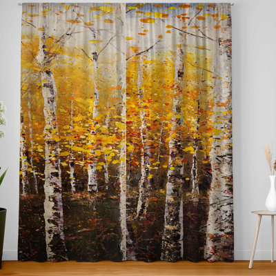 Birches by sunny day - Blackout Window Curtain Pair for Home