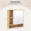 Armoire murale de salle de bain avec miroir, porte simple, 3 tablettes ouvertes et tablette réglable naturelle-129204854