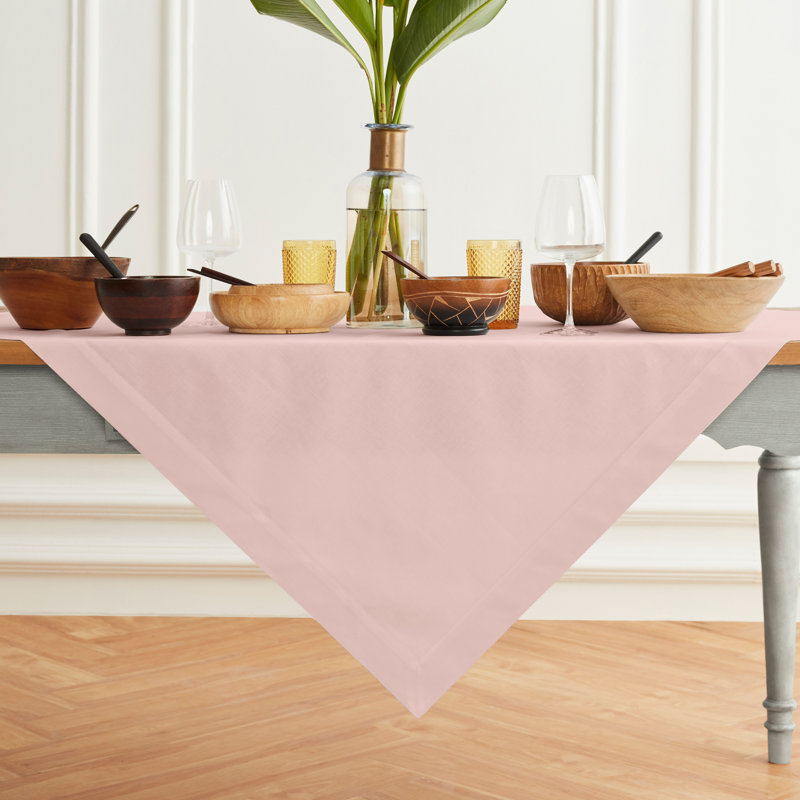Dru Cotton Linen Plain Table Throw, Pink